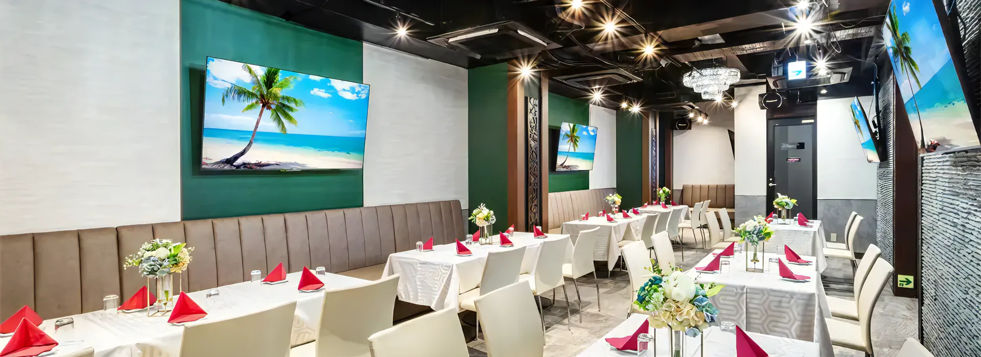 グレースバリ新宿靖国通り店バハマール<br>最大50名様まで対応可能。音響・照明・映像設備がすべて無料で利用できます。